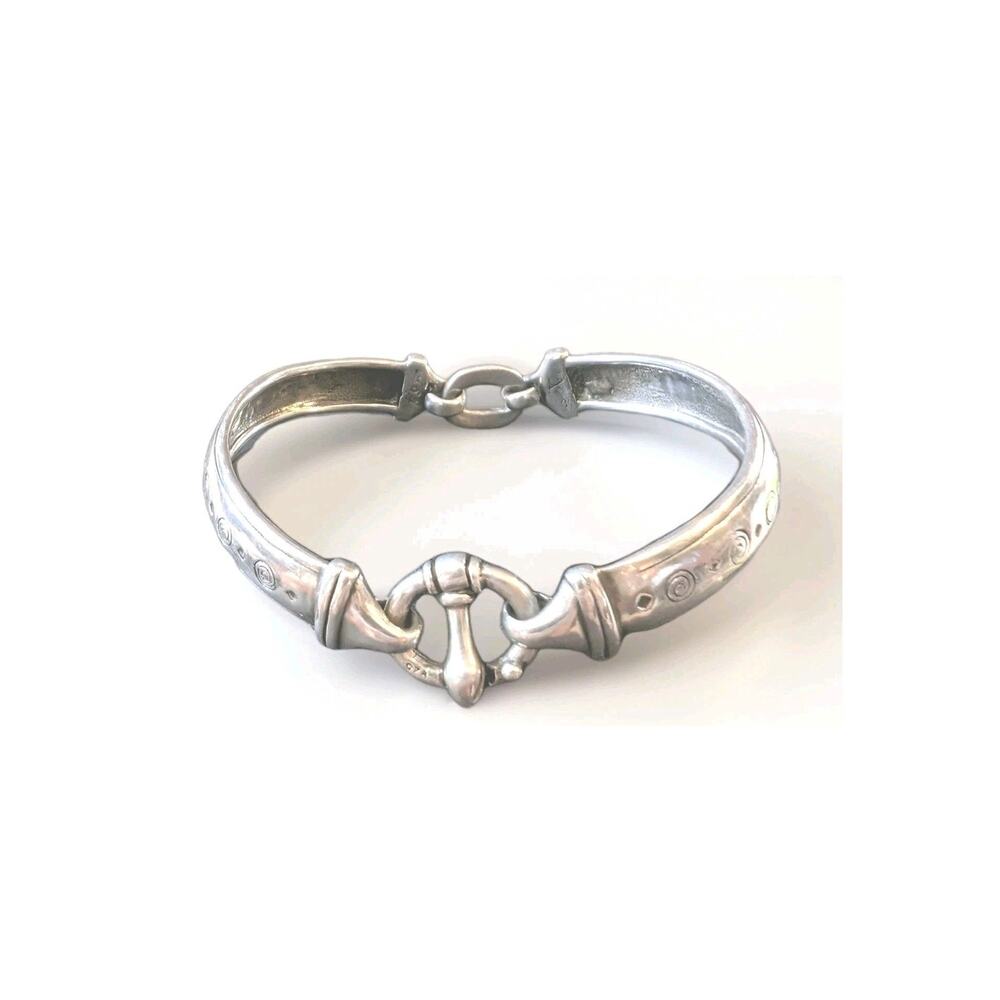Vintage Taxco Handmade Solid Sterling Silver Equestrian Horse Bit Hinged Bangle
